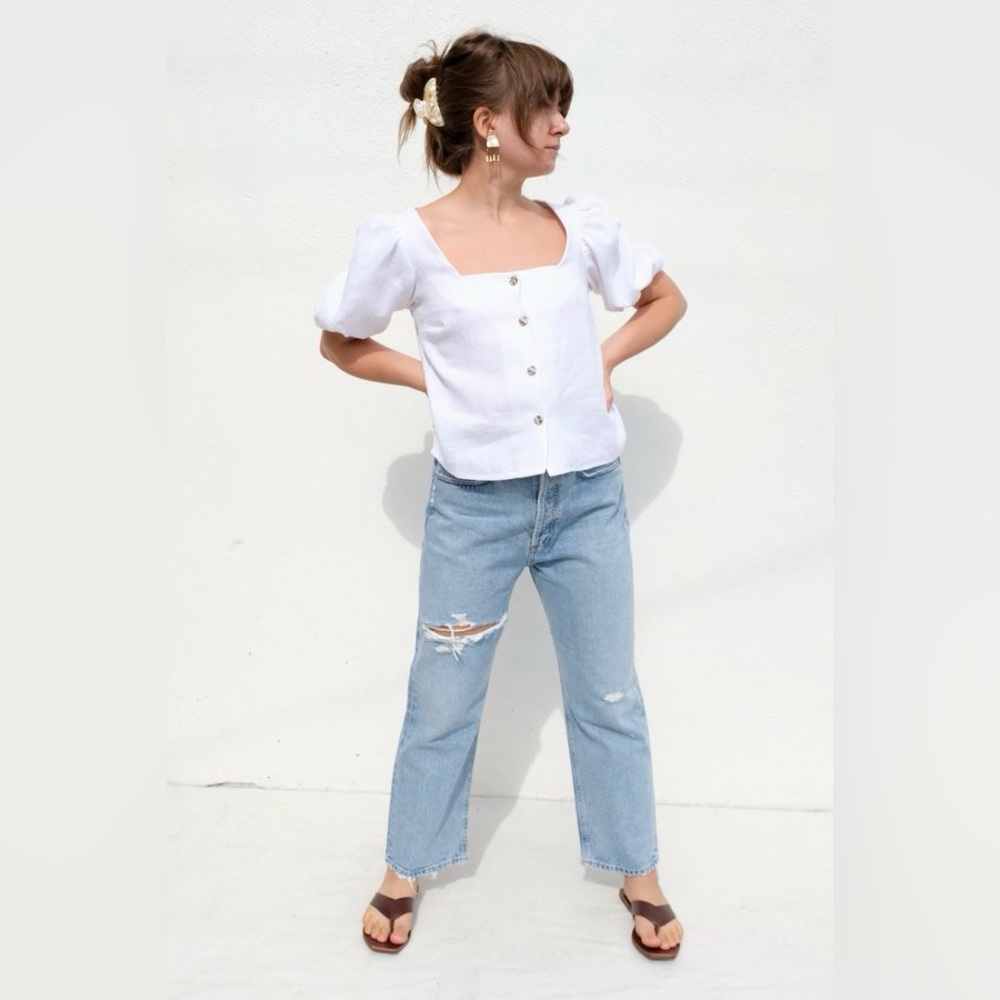 AGOLDE 90s Crop Jean in Echo wash. Size 24